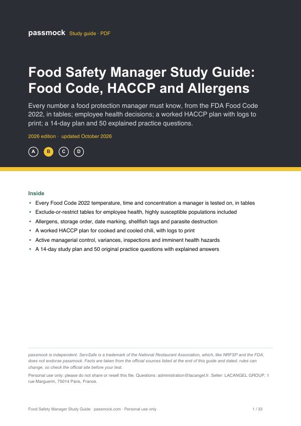 Cover page of the Food Safety Manager Study Guide PDF