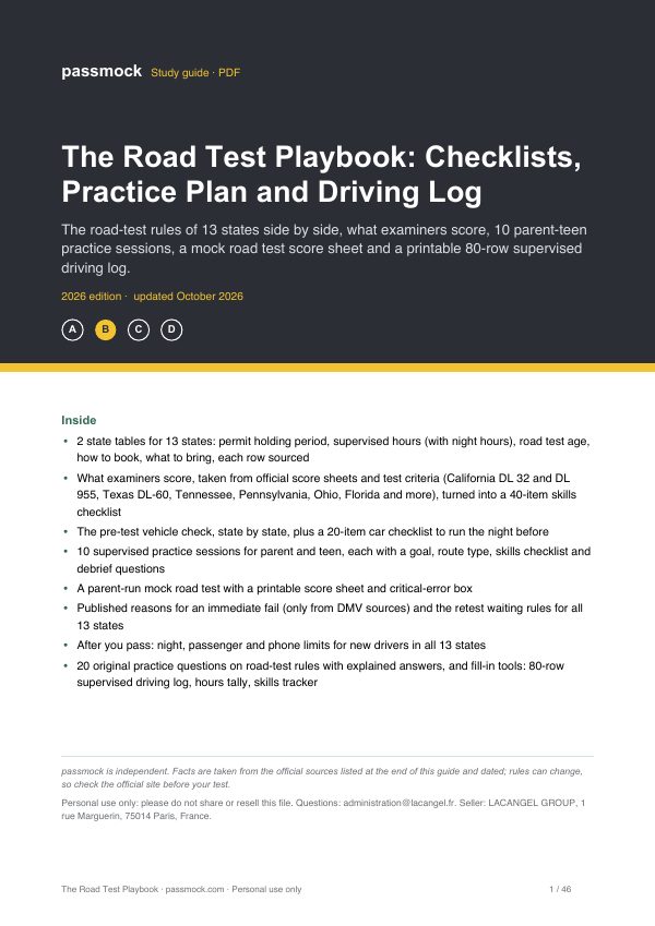 Cover page of The Road Test Playbook: Checklists, Practice Plan and Driving Log PDF